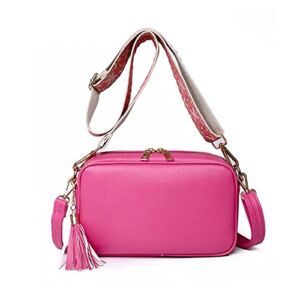 Women Ladies Fashion Messenger Bag Shoulder Multiple Colour Small Crossbody Bag Leather Camera Shoulder Bag (Hot Pink, One Size)