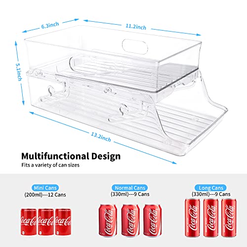 Liftable Double Layer Soda Can Organizer for Refrigerator, Lynndia Upgrade 2-Layers Foldable Automatic Rolling Drink Organizer for Fridge, Clear Plastic Canned Pantry Storage Holds11 Cans (1 Pack) | The Storepaperoomates Retail Market - Fast Affordable Shopping