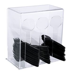 Acrylic Utensil Dispenser Clear Cutlery Organizer 3 Compartment Utensil Holder for Party Knife Spoon and Fork Holder Plastic Silverware Holder for Kitchen Countertop Flatware Restaurant Storage Caddy