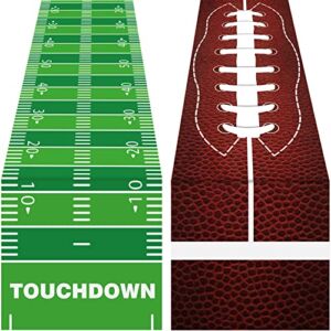 2 Piece Football Kitchen Table Runner Decoration Green Touchdown Game Days Seasonal Table Runner Grass Football Birthday Party Runner for Kitchen Dining Room Home Decor,71×14inch