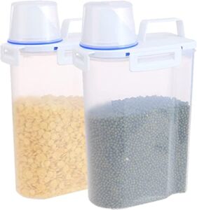 2Pack Cereal Storage Container Set with Lids,Food Containers with Measuring Cup for Flour,Sugar,Grain,Rice&Baking Supply-Airtight Kitchen & Pantry Bulk Food Storage for Kitchen Organization,Clear 2.5L