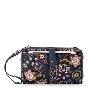 Sakroots Smartphone Crossbody Bag in Eco-Twill, Convertible Purse with Detachable Wristlet Strap, Includes Phone Wallet Pockets, Navy Tapestry World