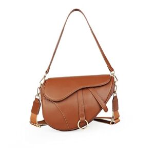 JBB Women Saddle Shoulder Bag Clutch Purse Small Crossbody Bag Satchel Bags Handbag PU Leather Brown