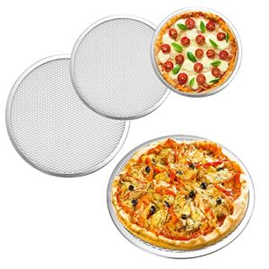 Milkary 4 Packs Pizza Trays, Aluminum Seamless Pizza Mesh with Holes Round Pizza Crisper Pan for Oven Pizza Mesh Screen for Home Kitchen Restaurant Supplies (8/10/12/14 Inch)
