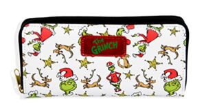 Bioworld How The Grinch Stole Christmas Grinch And Max faux Saffianno Leather Zip Closure Wallet