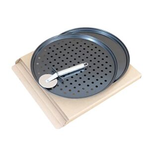 12 Inch Pizza Pan with Holes Bakeware Pizza Tray for Oven Nonstick Baking Supplies Home Restaurant Kitchen Steel Crisper Pizza Pan Set 2 Pack