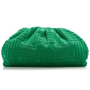 XAP Clutch Purse for Women Dumpling Bag Trendy Designer Ruched Handbag Fashion Teen Pouch, Green
