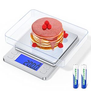 Food Scale, 3000g/0.1g High Precision Digital Kitchen Scale for Food Ounces and Grams, Smart Weight Scale for Weight Loss, Coffee Cooking, Jewelry, Powder with LCD Display and 2 Tray …