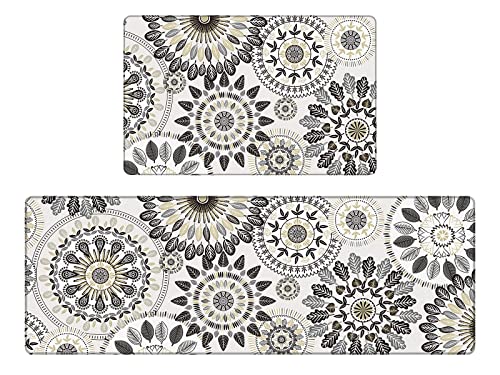 Pauwer Boho Kitchen Rugs Set of 2 Anti Fatigue Mats for Kitchen Floor Cushioned Kitchen Rugs and Mats Non Skid Waterproof Kitchen Runner Comfort Standing Mat | The Storepaperoomates Retail Market - Fast Affordable Shopping