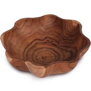 Handcrafted Teak Root Bowl for Distinctive Decor Addition – Authentic Artisan Wood Bowl Centerpiece – Decorative Wooden Bowl for Tabletop Display – Serving Wooden Fruit Bowl for Kitchen Counter – 12″