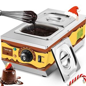 Flyseago Chocolate Tempering Machine Upgrade Commercial Home Use Hot Melting Pot Manual Control 9lbs 2 Tanks Capacity Adjustable Temperature 86-230℉ with Lids Professional for Heating Butter Milk