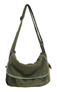 Women’s Retro Canvas Messenger Bag Large Capacity Crossbody Bag Men’s Aesthetic Boho Shoulder Tote Bag Shool Bag Sling Bag