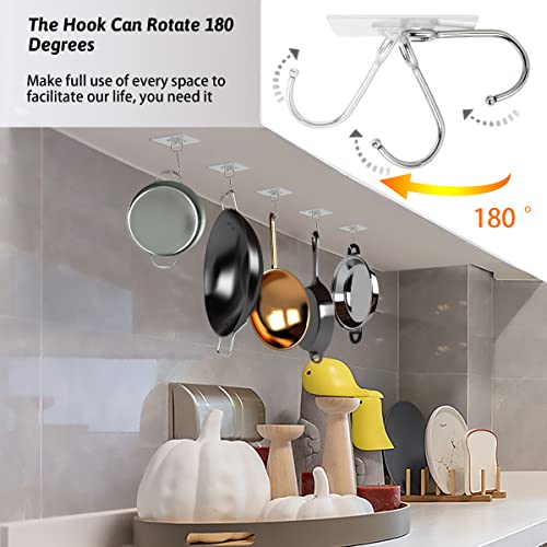 Large Adhesive Hooks, 16 Pack Heavy Duty Hold 44lb(Max) Sticky Hooks, Waterproof and Rustproof Wall Hooks for Hanging, Self-Adhesive Traceless Clear Wall Hooks to Use for Kitchen Bathroom Home Office | The Storepaperoomates Retail Market - Fast Affordable Shopping