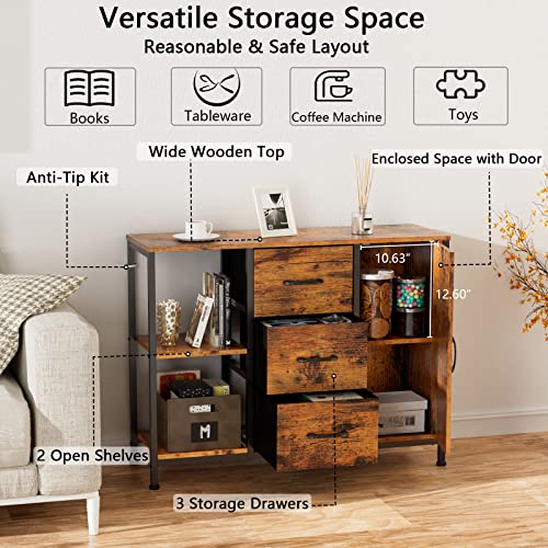 Furnulem Industrial Storage Cabinet,Wood Accent Cabinet with 3 Drawer,2 Shelves and Door for Books/Document/Decoration in Home Office,Bedroom, Entryway, Hallway,Kitchen | The Storepaperoomates Retail Market - Fast Affordable Shopping