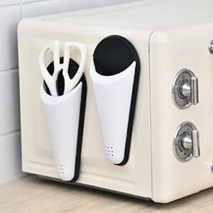 Smalibal Magnetic Scissors Holder Detachable Refrigerator Magnetic Scissors Storage Box for Home Kitchen Portable Durable Kitchen Tools Scissor Holder with Magnet Black White