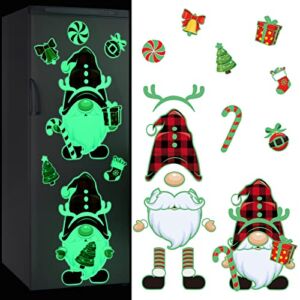 12 Pieces Christmas Refrigerator Magnets Fluorescent Fridge Magnet Elf Gnomes Car Magnets Waterproof Magnetic Stickers Xmas Holiday Decorations for Kitchen Car Garage Metal Door Mailbox Cabinets