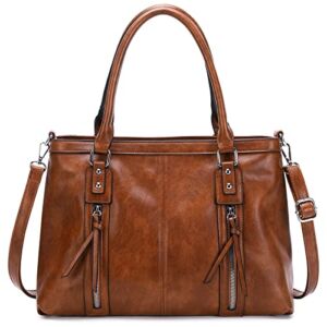 sqlp Leather handbags for women Large Capacity Work Tote Bags ladies Waterproof Crossbody Shoulder bag Brown