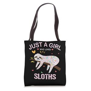Just a Girl Who Loves Sloths T-Shirt Gift For Sloths Lover Tote Bag