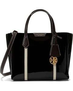Tory Burch Women’s Perry Small Triple Compartment Tote Black Patent Leather
