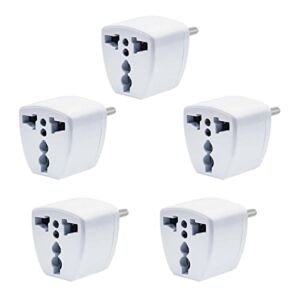 European Travel Plug Adapter, Hemioke 5Packs Travel Adapter Plug to Any Type F Countries Likes Germany, France, Norway, Sweden, Netherlands, Poland, Portugal, South Korea, to Voltage 100-250V