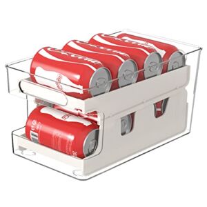 UDEAR Stackable Soda Can Dispenser Rolling Pop Cans Organizer for Refrigerator Fridge Storage for 8 Drink Cans,White