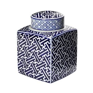 Creative Co-Op Decorative Stoneware, Blue and White Ginger Jar