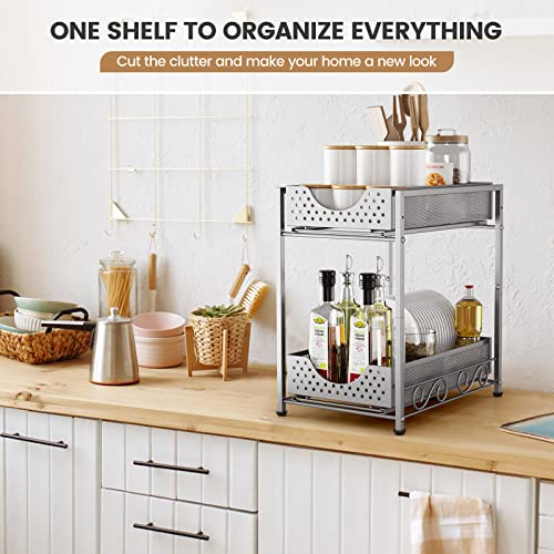 Under Sink Organizers and Storage, Bathroom Cabinet Organizer and Storage, 2 Tier Pull Out Under Cabinet Organizers and Storage, Metal Rolling Kitchen Sink Storage Organizer with Non-slip Feet -2Pack | The Storepaperoomates Retail Market - Fast Affordable Shopping