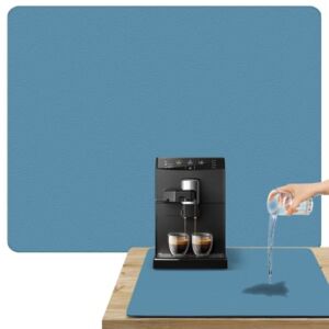 Dish Drying Mats for Kitchen Counter Coffee Mat Under Sink Mats for Kitchen Waterproof Dish Mat Drying Kitchen Mat Bar Mats for Countertop Coffee Bar Accessories (15.75″*19.29″ (Navy Blue))