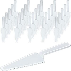 Disposable Plastic Cake Cutter Plastic Cake Server Cutting Plastic Spatula Plastic Knives Pie Pizza Pastry Slicer Serving Utensils for Kitchen Wedding (Clear, 100 Pieces)