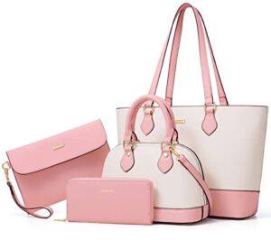 Bagsure Handbags for Women, 4PCS Purses and Wallet Set Shoulder Bags Casual Tote Satchel Crossbody Hobo Bags for Women Ladies