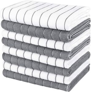 AIDEA Dish Towels-8Pack, 18”x26”, Super Soft and Absorbent, Multi-Purpose Microfiber Kitchen Towels for Home, Kitchen-White/Grey