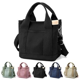 Calendarm-Usa Japanese Canvas Bag, Large Capacity Multi-Pocket Handbag Canvas Japanese Handmade Tote Crossbody Bag (Black)