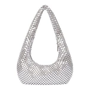 Silver Evening Bag Women Unique Handbags Cool Purses Small Shoulder Purse (Silver)