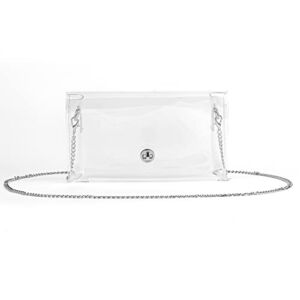 Didida Clear Purse,See Through Transparent Crossbody Bag with an Extra Small Bag,Clear Bags for Women Stadium Approved,Sliver