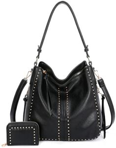 WESTERN ORIGIN Concealed Carry Hobo Crossbody Purse Leather Shoulder Bag Women Handbag Wallet (black)
