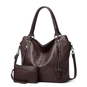 Coffee Vegan Leather Crossbody Bags for Womens Hobo Handbag