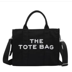 Canvas Tote Bag for Women, Zipper Handbag Tote Purse, Stylish Cute Shoulder Bag, Crossbody Tote Bags for Lady Girl School/Office/Work/Travel(Black)