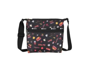 LeSportsac Stay True Small Hobo Crossbody Handbag, Style 3709/Color E481, Empowering Pop Art Style Words w Tie-Dye Effect: Be You, Stay True, Shine, Self Love Club + Colorful Hearts
