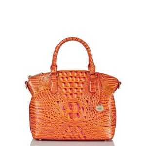 Satchel Bag Women’s Vegan Leather Crocodile-Embossed Pattern With Top Handle Large Shoulder Bags Handbags (Orange)