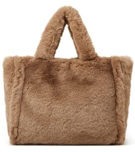 Tote Bag large Shoulder Bag Fleece Faux Fur Hobo Tote Bag Handbag Retro Bag Solid Color Big Purse