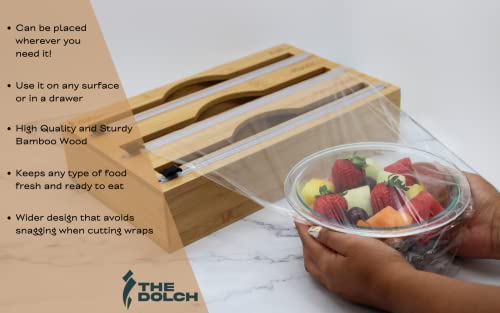 The Dolch 3 in 1 Wrap Dispenser with Cutter – Plastic Wrap Aluminum Foil and Wax Paper Organizer for Kitchen Drawer or Wall – Handy Bamboo Box for Storage – Holder Organizes Rolls -12″ Roll Compatible | The Storepaperoomates Retail Market - Fast Affordable Shopping