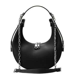 Shoulder Bag Crescent Handbag, Leather Armpit Bag, Shoulder Bag For Women Vintage Bag, Business Bag Leisure Bag (Black)