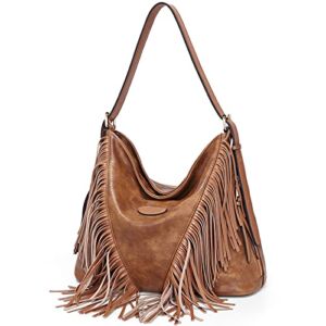 Shoulder Bags for Women Crossbody Bags Hobo Fringe Handbag Purse Satchel Tassel Bag Large Multi Pocket Adjustable Strap