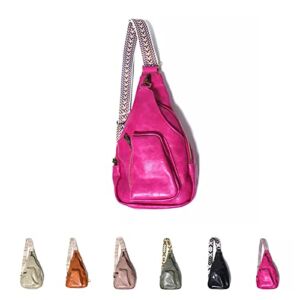 CT-Tebrun Sling Bag for Women PU Leather Sling Bag Women’s Chest Sling Bag With Pockets For Cycling Hiking Traveling Rose red
