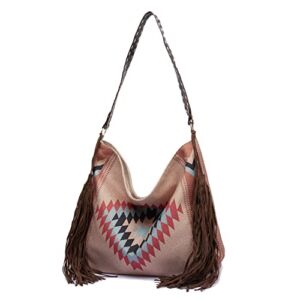 Emprier Women’s Vintage Canvas Hobo Handbags Tassel Tote Purses Large Capacity Shoulder Bag Ethnic Travel Handbags