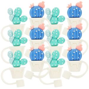 12Pcs Silicone Animals/Cactus Shape Straw Covers Cartoon Straw Tips Cover Reusable Silicone Straw Toppers Cute Straws Plugs for 6 to 8 mm Straws Home Kitchen Accessories