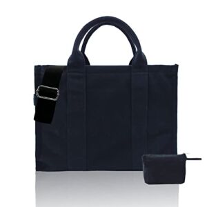 MOAIXUP Canvas Tote Bag for Women, Travel Crossbody Bag, Handbag for School and Office(black, Medium)