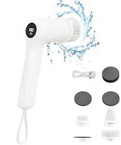 Electric Spin Scrubber, E Spin Power Scrubber Cleaning Brush for Bathroom,Kitchen,Wall, Dish,Oven,Tile,Tub Shower Cleaner, 6 in 1 Shower Cleaning Brush, 2 Speeds Power Scrubbers for Cleaning Bathroom