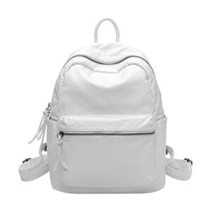 Women Backpacks Causal Daypack Soft Leather School Bag for Girls White,White