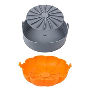 Silicone Air Fryer Liners – 2-Pack Air Fryer Silicone Liners – Heat-Resistant Silicone Air Fryer Basket Set with Handles – Food-Grade Silicone Tray Air Fryer Accessories